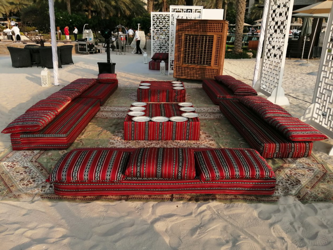 Low Majlis Cushion for rent in Dubai, Abu Dhabi, UAE events.