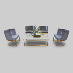 Gray Velvet Single Seater, Rectangular Coffee Table