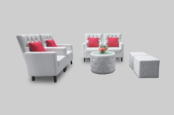 Classic Sofa, VIP Sofa, White Sofa, Single Seater Classic Sofa, Square Pouffe