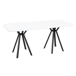 Aster Rectangular Black Bistro Table rental with white tabletop and black metal legs for UAE events
