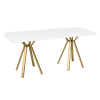 Aster Rectangular Gold Bistro Table with white semi-gloss wooden top and gold metal legs for event rental in Dubai UAE