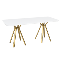 Aster Rectangular Gold Bistro Table with white semi-gloss wooden top and gold metal legs for event rental in Dubai UAE