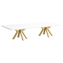 Aster Rectangular Gold Coffee Table rental Dubai White and gold luxury coffee table for events UAE Modern gold coffee table rental for weddings Dubai