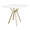 Square white and gold bistro dining table rental for luxury events in Dubai UAE