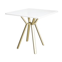 Square white and gold bistro dining table rental for luxury events in Dubai UAE