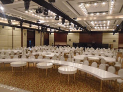Curved Dining Table, White and Gold Curved Dining Table, Round Dining Table, White and Gold Round Dining Table