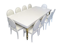 Rectangular Dining Table, White and Gold Dining Table, 10 Seater Dining Table, White Dining Chair, White Dior Dining Chair