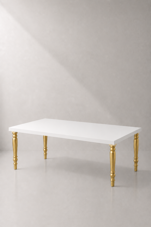 Avalon Grand Dining Table - White/Gold - Image 2