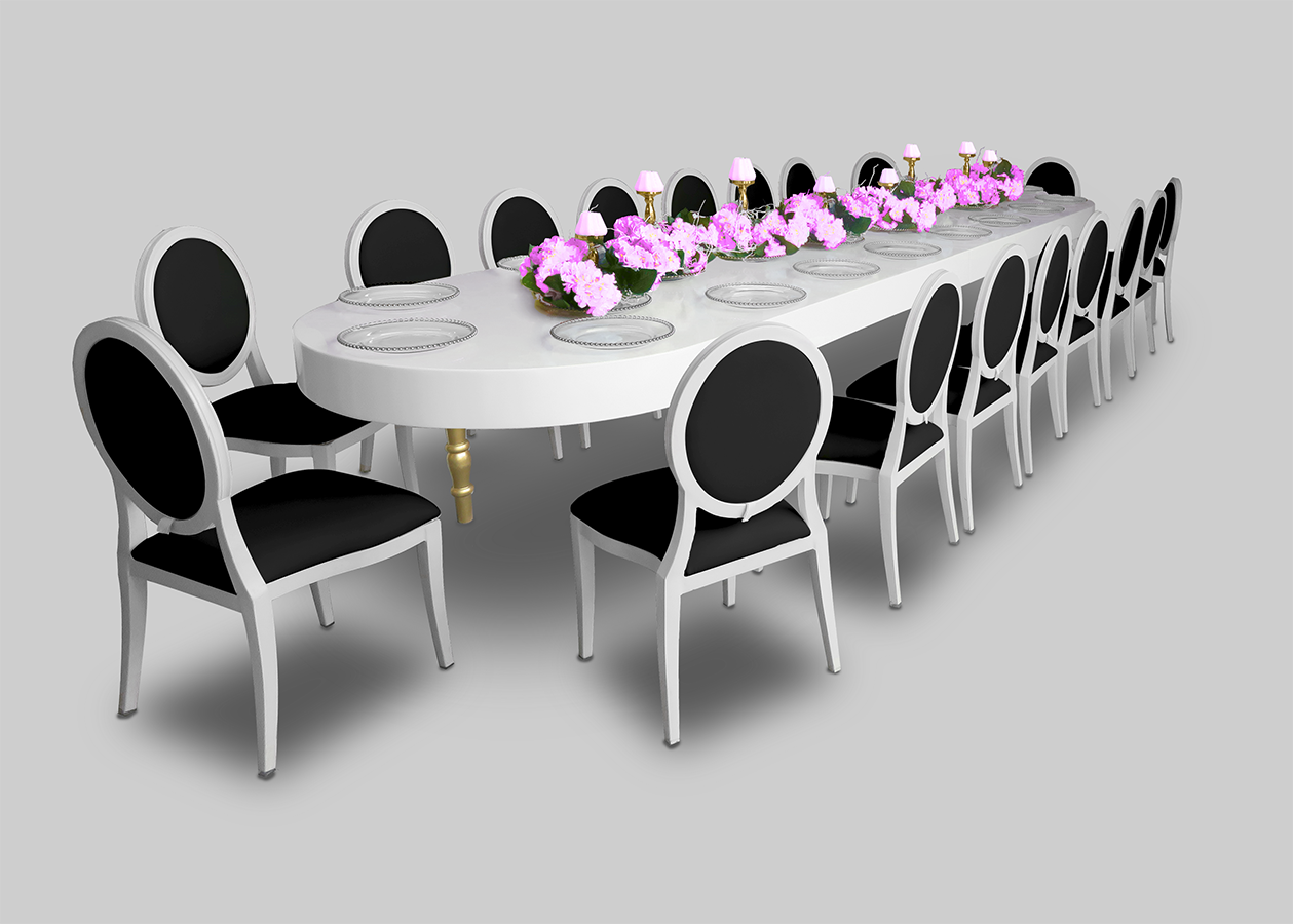Avalon Oval Gold Dining Table - Furniture Rentals in Dubai | Abu Dhabi