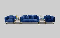 Velvet Sofa, Blue Velvet Sofa, Square Coffee Table
