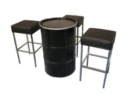 Black Bar Stool, Leather Bar Stool, Drum Oil Cocktail Table