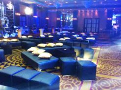 Black Indiana Daybed, Black Square Pouffe