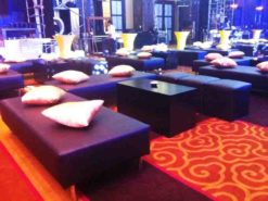 Black Indiana Daybed, Black Square Pouffe