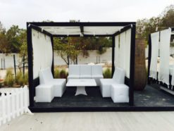 White Sofa, Armless Sofa, Single Seater Sofa, Square Pouffe, Square Coffee Table