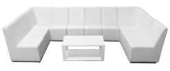 White Sofa, Armless Sofa, Single Seater Sofa, Rectangular Coffee Table