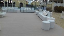 White Sofa, Modular Sofa, Single Seater Sofa, Round Pouffe