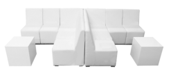 White Sofa, Armless Sofa, Single Seater Sofa, Cube Coffee Table