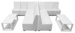 White Sofa, Armless Sofa, Single Seater Sofa, Rectangular Coffee Table
