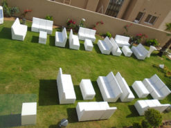 White Sofa, Armless Sofa, Single Seater Sofa, Rectangular Coffee Table