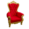 Crown Red Armchair luxury throne chair with red velvet upholstery and gold royal frame for event rentals in UAE