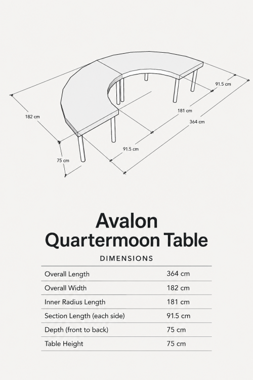 Avalon Quarter Moon Dining Table - White - Image 7