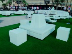 Clio Sofa, Cube Coffee Table