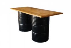 oil barrel bar table, oil drum high table