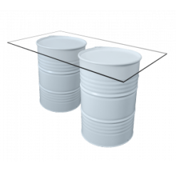 Collins Dash Glass Cocktail Table – White Drum Base