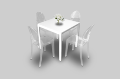 Ghost Dining Chair, Acrylic Dining Chair, Square Dining Table, White Dining Table
