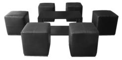 Black Square Pouffe, Leather Pouffe, Black Coffee Table, Black Rectangular Coffee Table