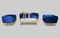 Velvet Sofa, Blue Velvet Sofa, Rectangular Coffee Table