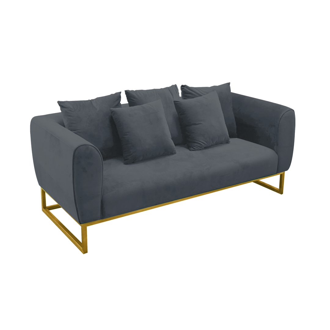 Gray 3Seater Velvet Sofa Rental for events in Dubai, Abu Dhabi, UAE.