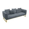 3-Seater Velvet Sofa, Elegant Sofa, 3 Seater Gray Sofar