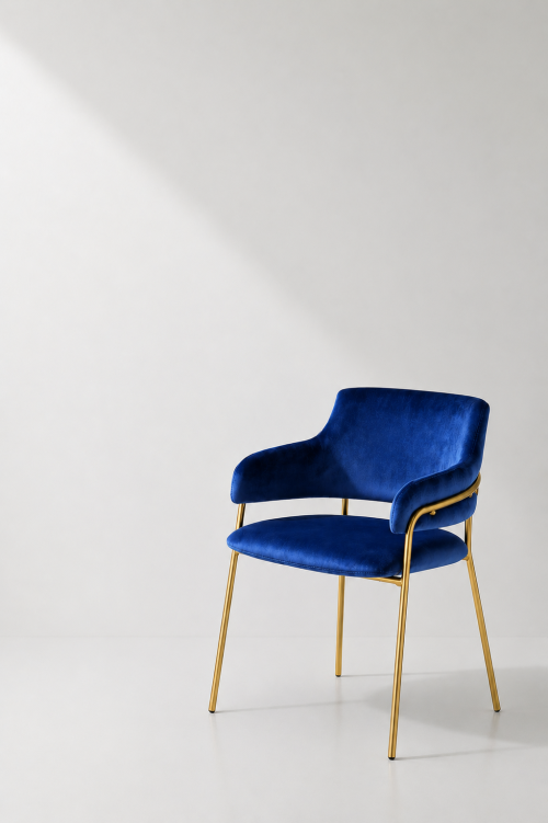 Eleganza Velvet Chair - Blue - Image 2