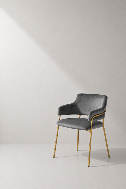 Eleganza Velvet Chair - Gray - Image 2