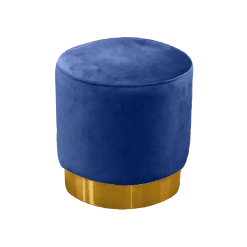 Eleganza Velvet Round Pouffe - Blue