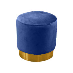 Eleganza Velvet Round Pouffe - Blue