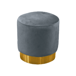 Eleganza Velvet Round Pouffe - Gray
