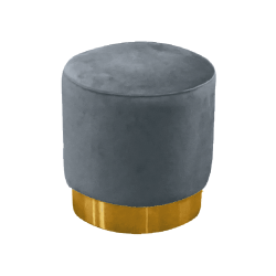 Eleganza Velvet Round Pouffe - Gray