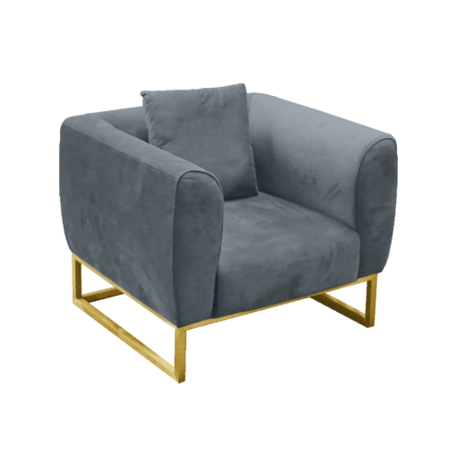 Gray Velvet Single Sofa, VIP sofa, elegant sofa