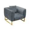 Gray Velvet Single Sofa, VIP sofa, elegant sofa