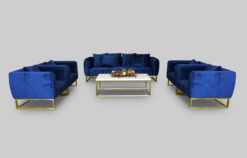 Velvet Sofa, Blue Velvet Sofa, Rectangular Coffee Table