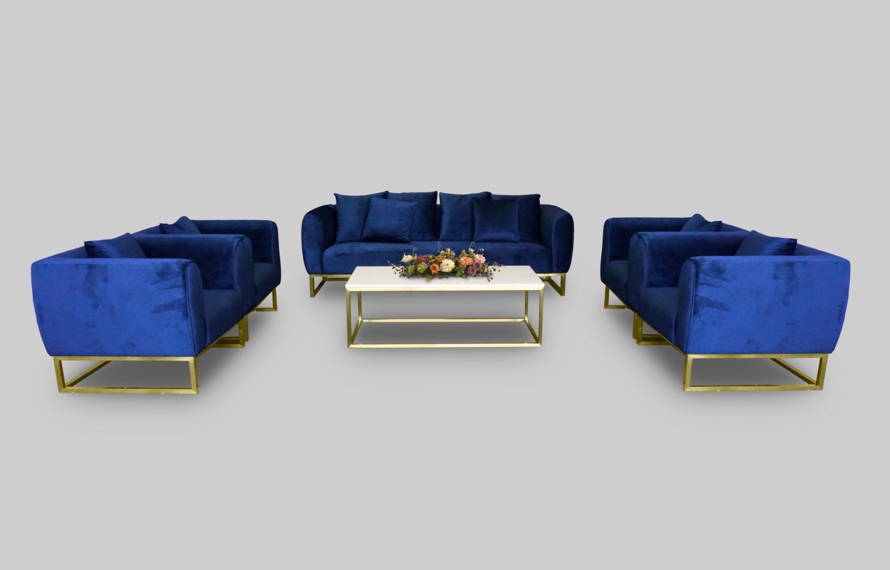 Eleganza Velvet 3-Seater Sofa - Blue