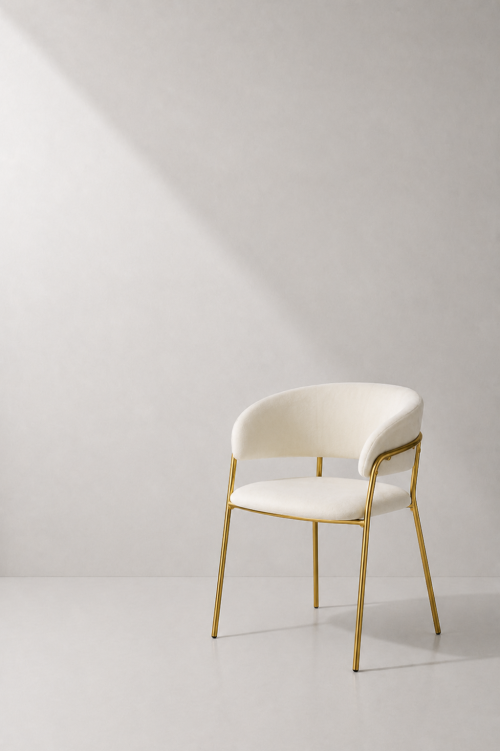 Empress Velvet Chair - Cream - Image 2