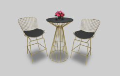 Fiora Gold Bar Stool and Fontana Gold Cocktail Table - Black
