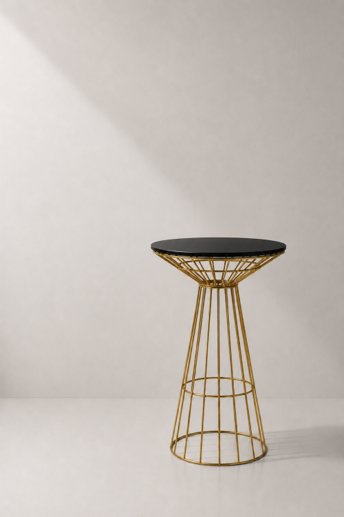Fontana Gold Wire Cocktail Table, Black Top - Image 2