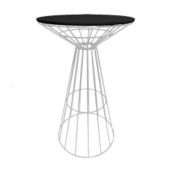 Fontana White Wire Cocktail Table, Black Top