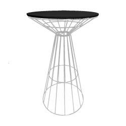 Fontana White Wire Cocktail Table, Black Top