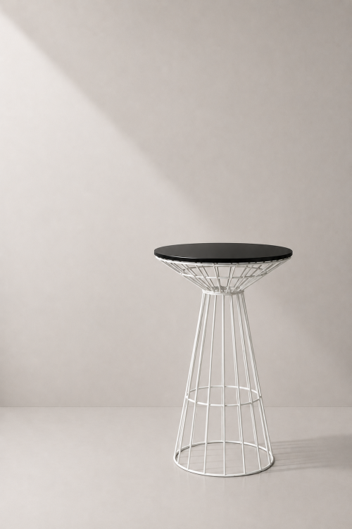 Fontana White Wire Cocktail Table, Black Top - Image 2