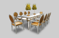 Gold Dining Armchair, Dior Gold Armchair, Mirror Table